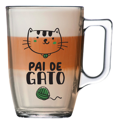 Caneca Milão De Vidro Pai De Gato 330ml - Ruvolo