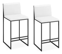 Comprar Combo 2 Banquetas-taburete Con Respaldo De Hierro Para Barra