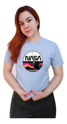 Polera Dama Estampada 100%algodon Diseño Nasa 291