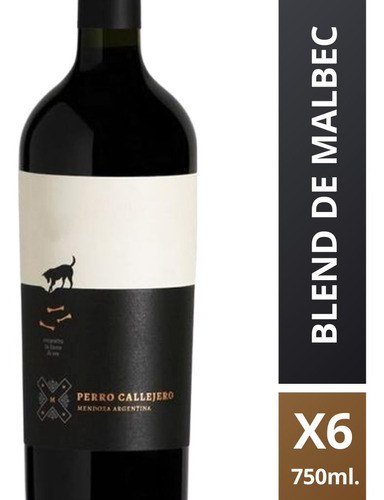 Vino Perro Callejero Blend De Malbec 750 Ml. Caja 6 Botellas
