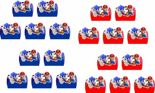 50 Forminhas 4 Pétalas P/ Doces Sonic X Mario