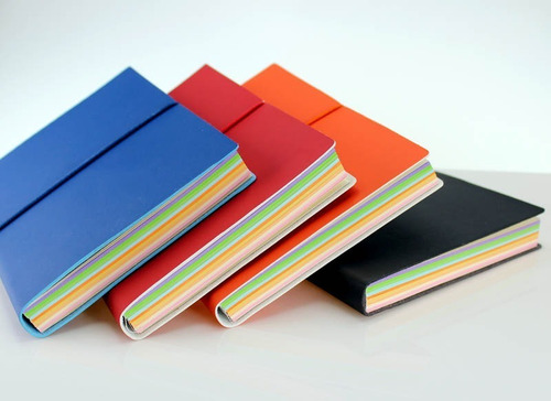 Libreta De Pu High Class Azul Hojas De Colores