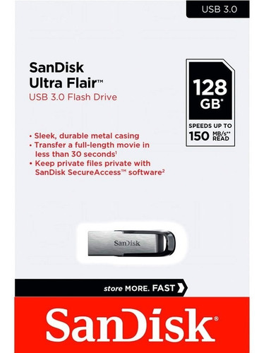 Imagen 2 de 6 de Pendrive Sandisk Ultra Flair 128gb 100% Original Usb 3.0