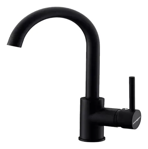 Llave Monomando Lavaplatos Acero Inox. Cuello Cisne - Negro