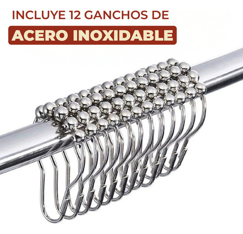 Cortina De Chuveiro De Poliéster 180x180 Cm Ganchos De Aço