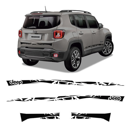 Kit Faixa Jeep Renegade 2016/2021 Turbo Adesivo Decorativo Cor Preto