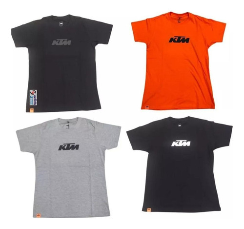 Jm Remera Moto Original Ktm Pure Logo Naranja Gris Negra