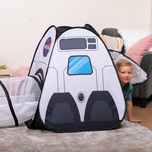 Carpa De Juego Plegable White Rocket Ship Con Túnel Y Casita