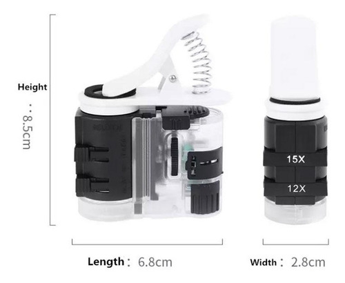 Lupa Microscopio Para Celular 27x Con Luz Led Y Luz Uv