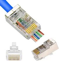 Comprar Ficha Blindada Plug Cat 6 Pasante Rj45 8c Ftp Utp X50 Unid.