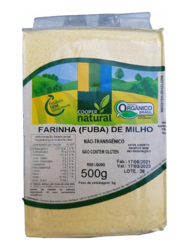 Kit 2 Farinha De Milho Amarela Orgânica Coopernatural 500g