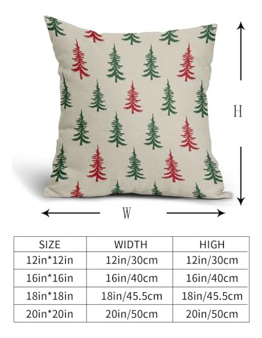 Funda De Almohada Navideña 18x18 Juego De 2 Verde Rojo Esti