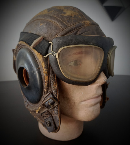 Casco De Cuero De Aviador Norteamericano Segunda Guerra!!!