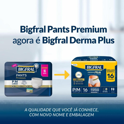 Fralda Roupa Intima Derma Plus P/m 16 Unidades Bigfral