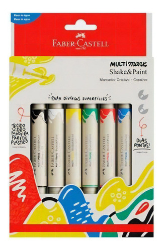 Marcador multimarca de doble punto Faber Castell, 6 colores básicos