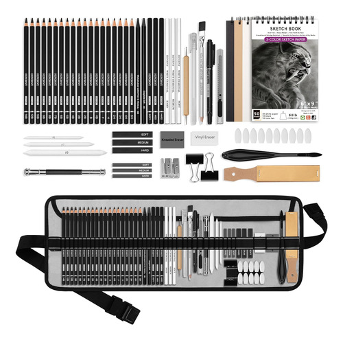 Kit De 60 Piezas De Dibujo, Set De Lápices De Boceto C...