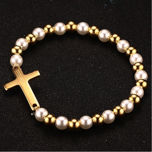 Pulsera Dije Cruz Padre Nuestro Hombre O Mujer En Acero