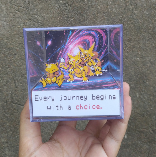 Cubo Diorama Pokemon Evolução Abra, Kadabra, Alakazam