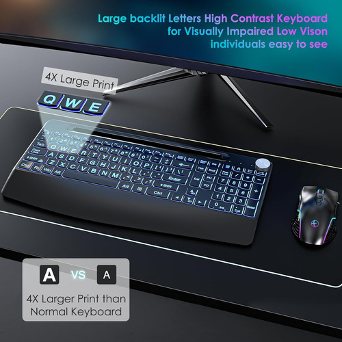 Combo Teclado + Mouse Inalámbrico 2.4g, Iluminado, Recargabl