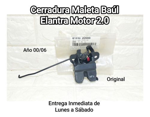 Cerradura Maleta Baúl Elantra Motor 2.0 00/06