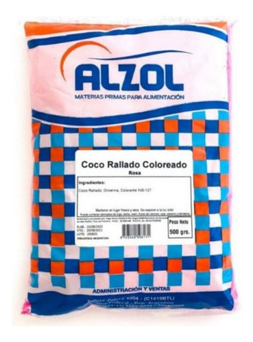 Coco Rallado Alzol Rosa X1/2 Kg - Cotillón Waf