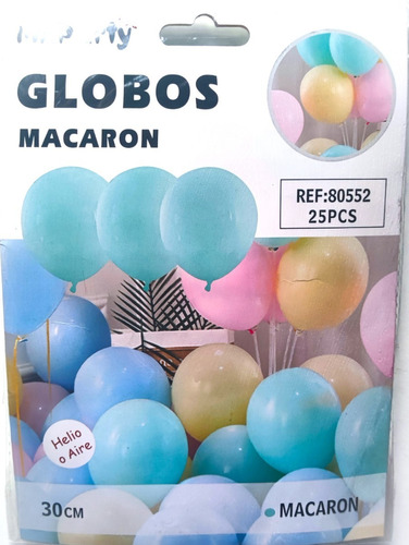 Set De 25 Globos Macaron Aire O Helio 30 Cm Verde 