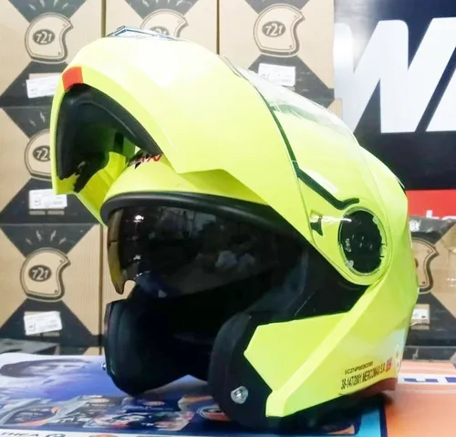 Casco Rebatible Vcan V270 Amarillo Fl or Talle Xl Con Detall
