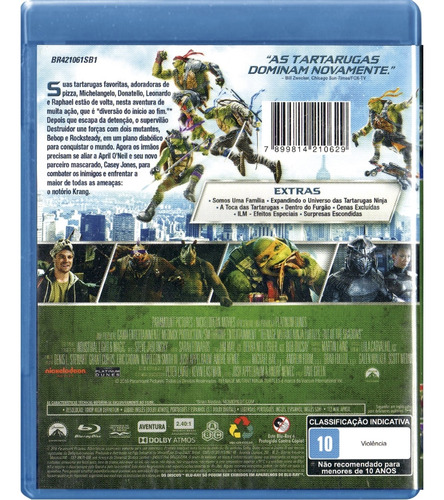 Blu-ray As Tartarugas Ninja Fora Das Sombras - Novo Lacrado