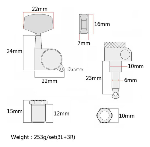 3r3l Clavijas De Afinación Para Guitarra Con Cuerdas