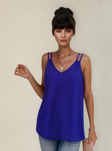 Blusa Tirantes Dobles Escote V Y Espalda Cruzada #30