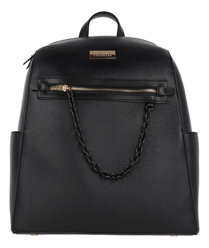 Bolsa Backpack Trender Color Negro Lisa Cadena Para Mujer