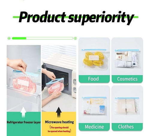 10 Bolsas De Almacenamiento Con Cierre Reutilizables