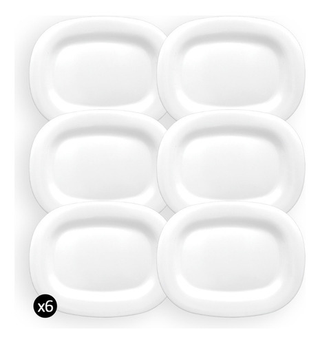 Bandeja De Melamina Blanca Rectangular 25x21 Cm Set X6