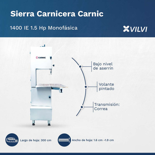 Sierra Carnicera Carnic 1,5 Hp Acero Inoxidable 1400IE Económica