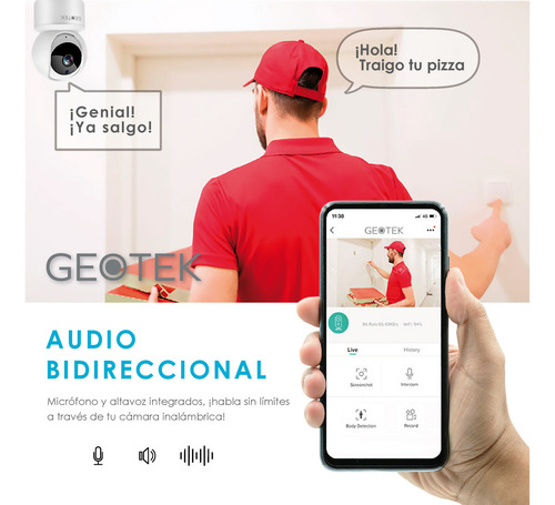 Kit 2 Camaras Seguridad FullHD 2MP Wifi Vision Nocturna N4 Motorizada Geotek 360 Color Blanco