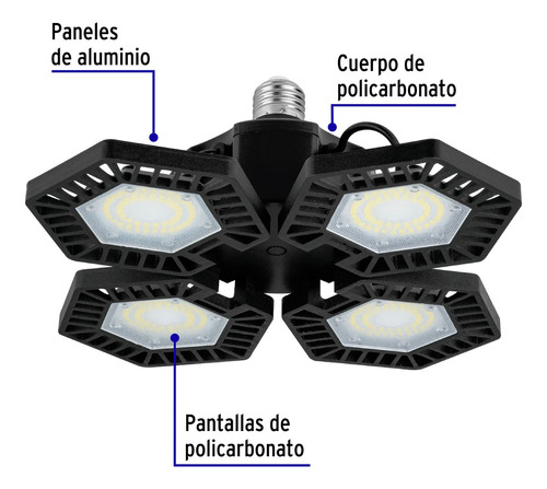 Luminario De Led 100w, Aluminio Con 4 Paneles Abatibles
