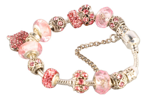 Pulsera Chapada En Plata Cuentas De Diamantes De Imitación