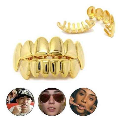 Hip-hop Rapero 14k Oro Plateado Boca Dientes Parrillas Super