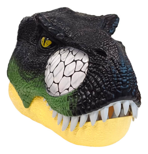 Cabeza Mascara De Dinosaurio Con Luz Y Sonido Color Verde