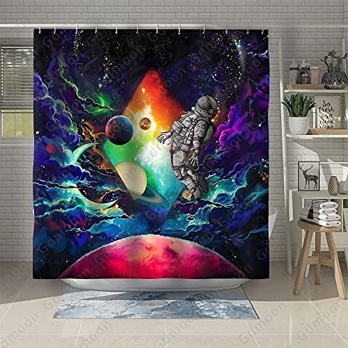 Gdmoon Starry Night Shower Curtain Astronaut Tk627