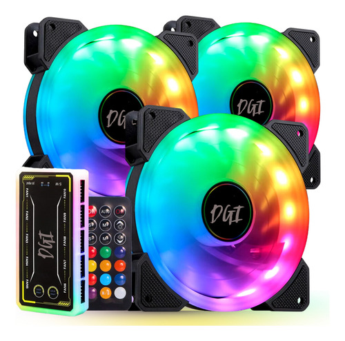 Kit 3 Cooler Fan 120mm Led Argb Hub E Controladora Ventoinha Gabinete Gamer Computador Pc 12v Digital Informática