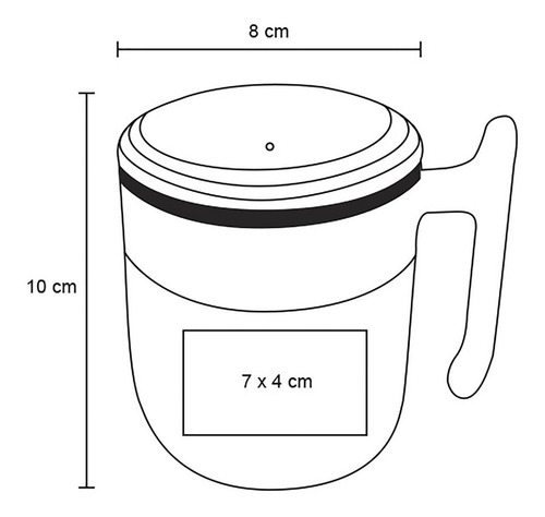 Imagen 3 de 7 de Taza Con Doble Pared De Acero, Tapa A Presión Y Asa Cap. 360