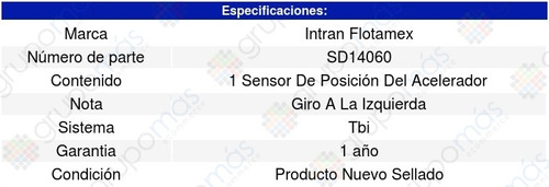 Sensor Acelerador Tps Geo Storm 1.8l L4 92-93 Intran