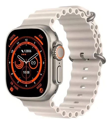 Funda para reloj inteligente Smartwatch T800 Ultra Bluetooth, color: blanco, color de la correa: naranja oscuro