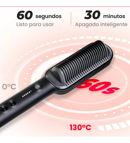 Cepillo Peine Alaciador Eléctrico Tymo Ring Plancha Alisador Profesional Para Cabello Antiquemaduras Negro Y Púrpura