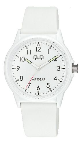 Reloj Q&q Análogo De Dama / Hombre Pvc / Goma Resistente Css Color De La Correa Blanco Color Del Bisel Blanco Color Del Fondo Blanco