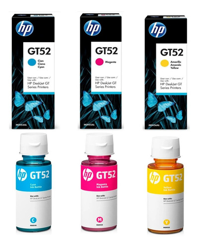 Pack 3 Tintas Original Gt52 Hp Gt5820 Gt5810 Tank410 Tank415