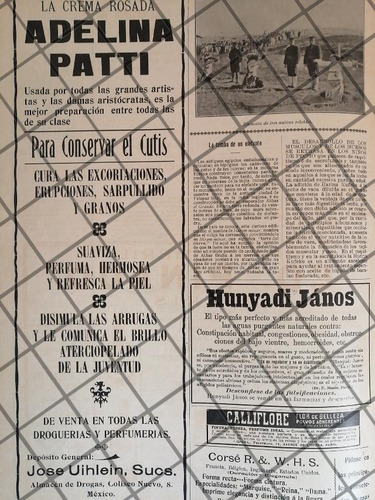 Cartel De Publicidad Antigua 1907 -adelina Patti Y Otros