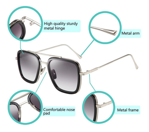 Feisedylentes Sol Tonystark Spiderman Avengers Infinity War Armazón Gris Diseño Ocean