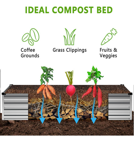 Conjunto 2 Piezas Jardinera Rectangular Grande Metal Plata